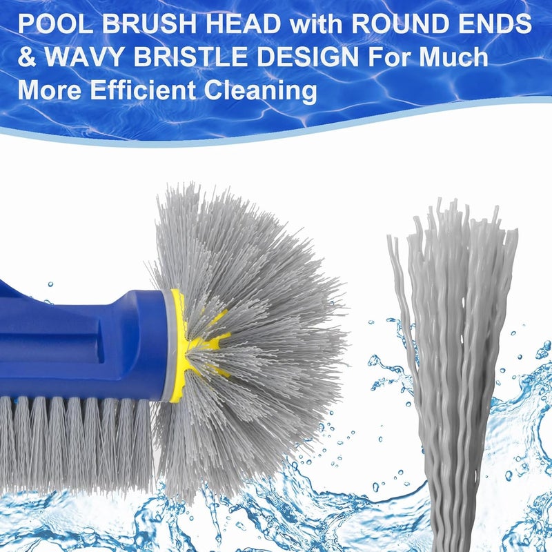 POOLAZA Pool Brush with Round Ends, 12.5'' Pool Brush Head for Inground Pools/Above Ground Pools, Spa, Hot Tub, High-Efficiency Pool Scrub Brush fit Standard Pool Pole - Image 3